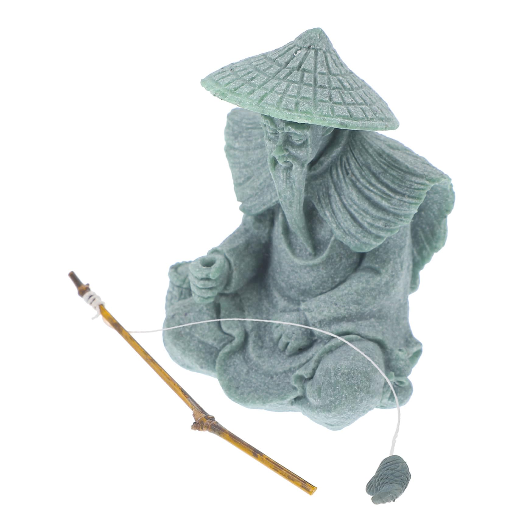 PRETYZOOM 4 Pezzi Rockery Fish Tank Piccola Statua Delicata Del Pescatori Acquario Decor Acquario Decorazioni Sabbia Bonsai Figurina Falso Vuoto Spiaggia Mini Acqua Verde