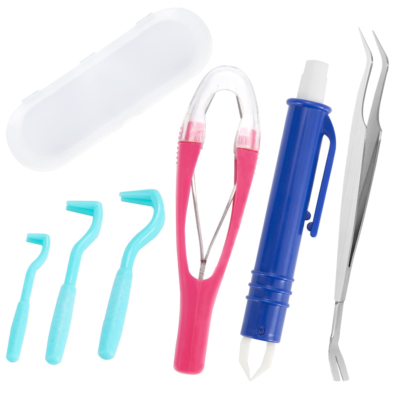 MoonSing Juego de 6 Pinzas para Garrapatas para Perro Gatos, Profesional Garrapatas Herramienta el Acero Inox, Plastico, Diferentes Gancho Garrapatas Protección para Personas, Animales y Niños