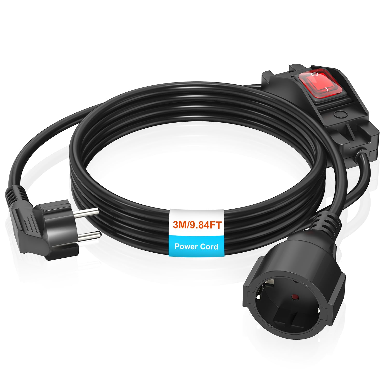 Rallonge avec contact de protection 3 m interrupteur prise Schuko - 7