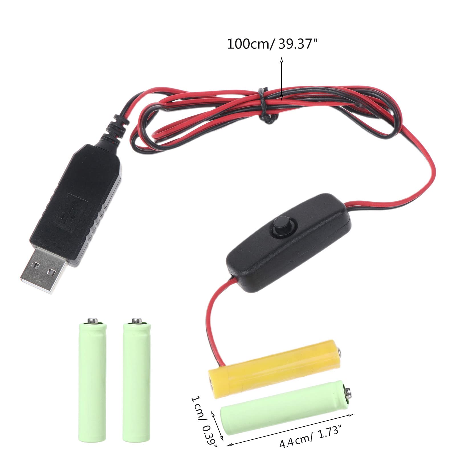 USB to 6V AAA Battery Eliminator Replace 4Pcs AAA Battery for 6V Powered Supply Cable Cord with Switch Dummy Battery