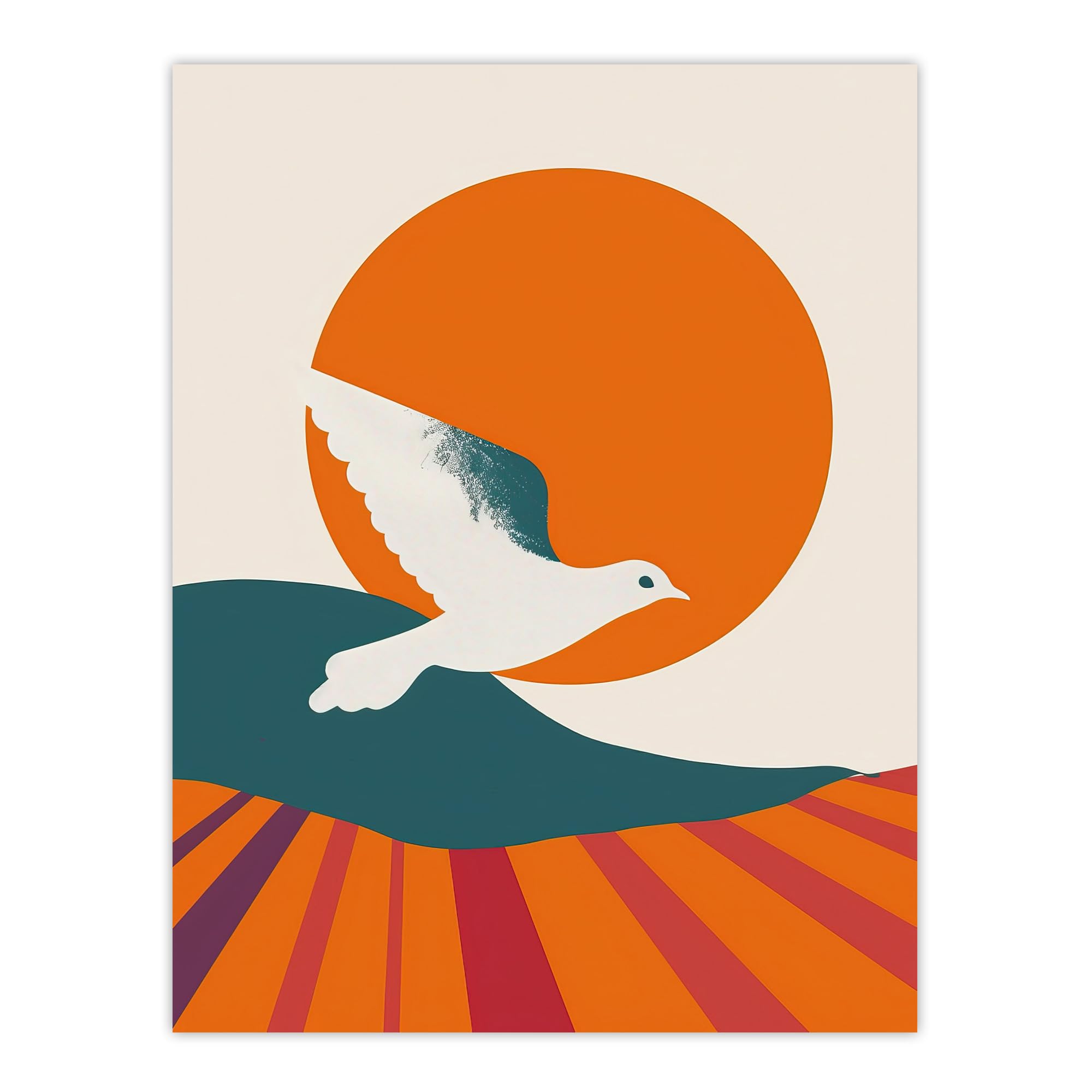 Artery8 Dove Flight Sunset Sun Simple Retro Design Living Room Unframed Wall Art Print Poster Home Decor Premium