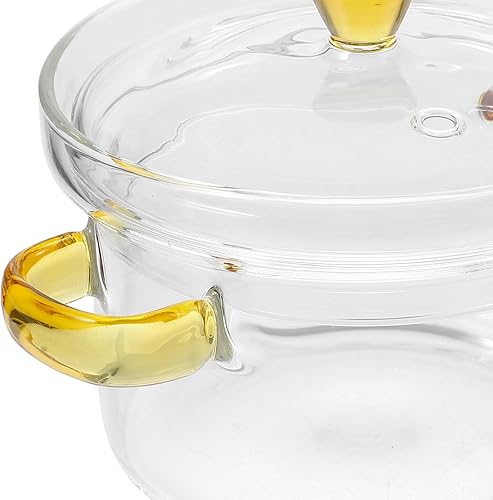 Miniatura 6 de CALLARON Cacerola de vidrio para estufa calentador de mantequilla de leche olla a fuego lento utensilios de cocina instantáneos con tapa y doble asa