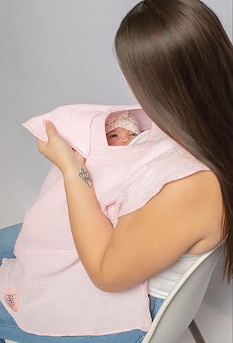 Miniatura 10 de Funda de lactancia de muselina para lactancia materna del bebé, con ventana Peekaboo, chal de lactancia de 100% algodón transpirable, delantal