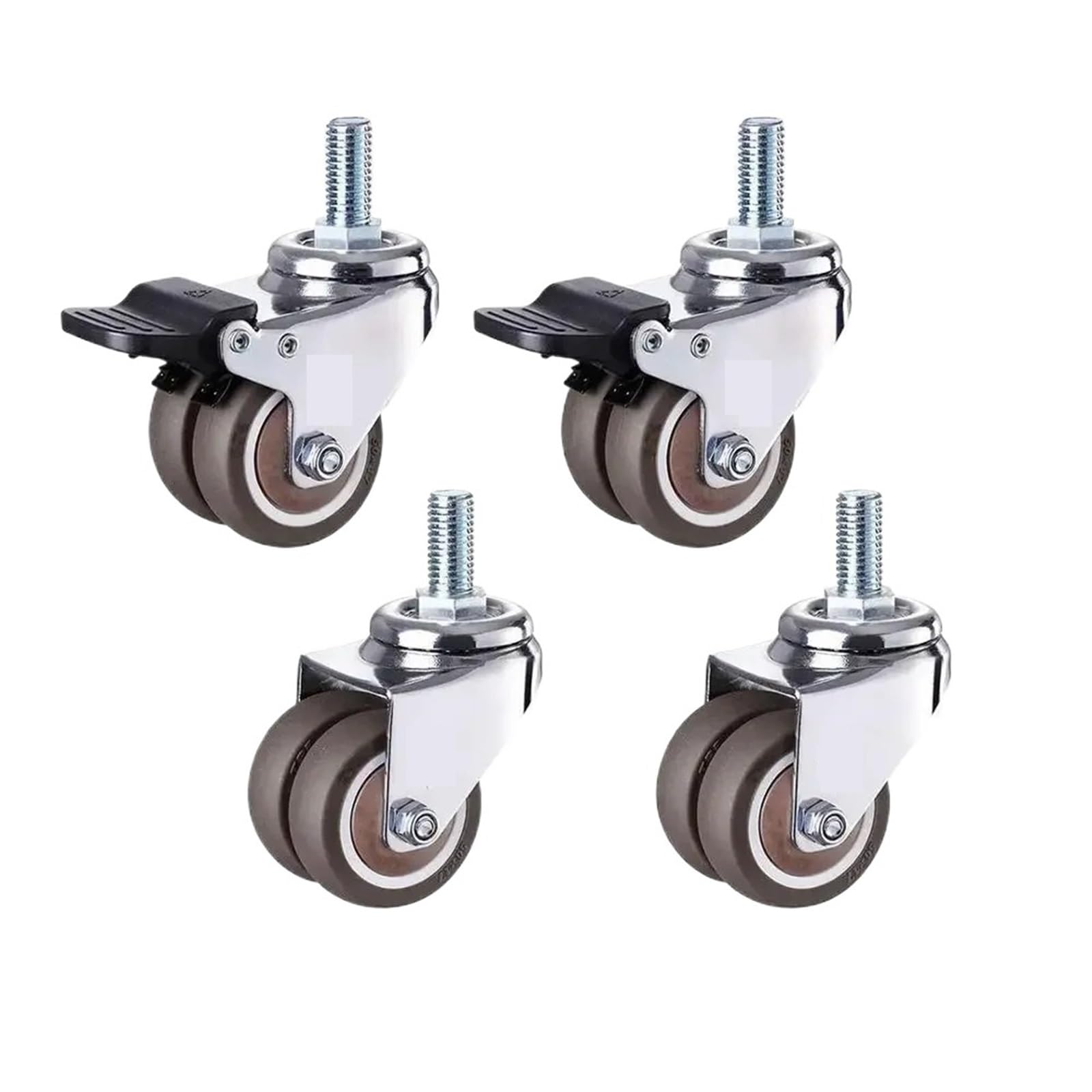 Möbelrollen 4 Teile/satz 2 ”Heavy Duty Swivel Stem Gummi Caster Räder M12 X 25mm Feststellrollen Ersatz for Möbel(Set 1)