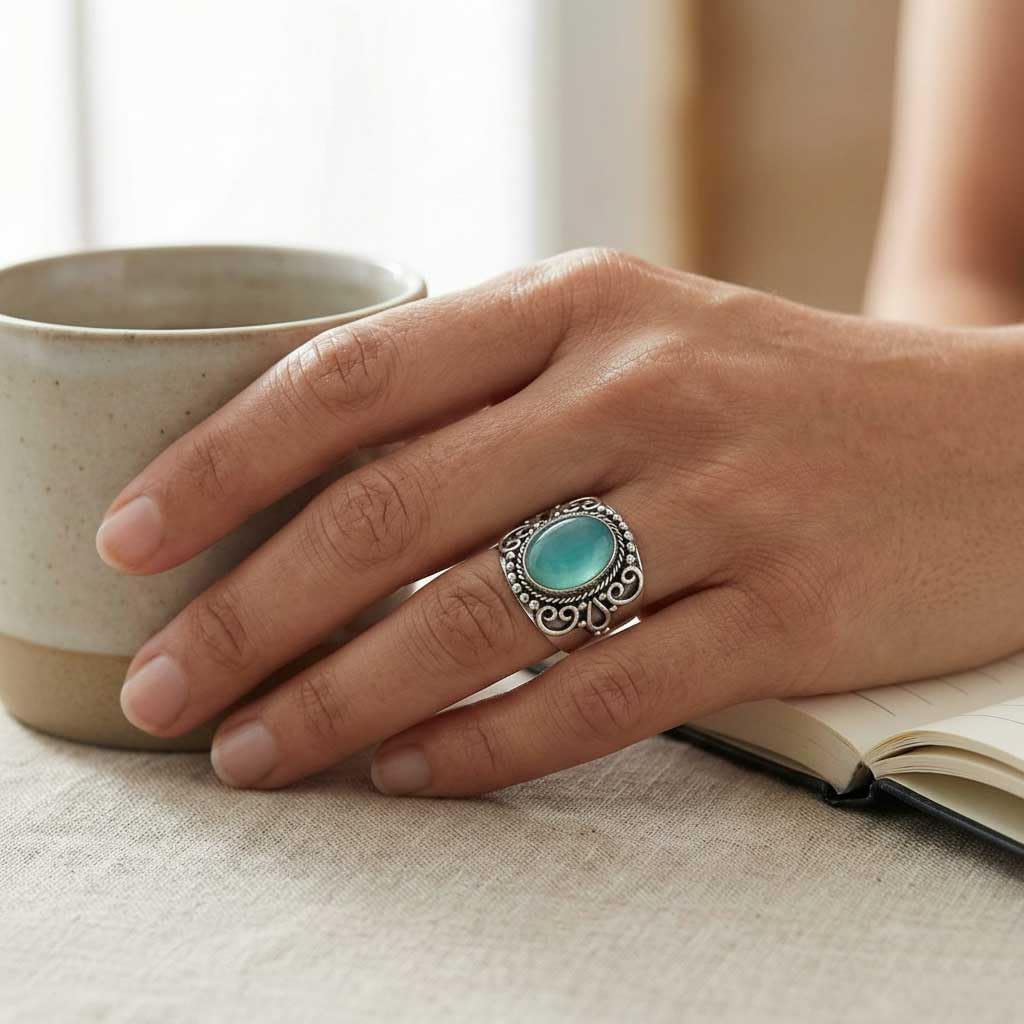 Amethyst, Labradorite, Rose Quartz, Tiger Eye Oval Handmade Ring 925 Sterling Silver Plated Boho Natural Gemstone Jewelry For Women