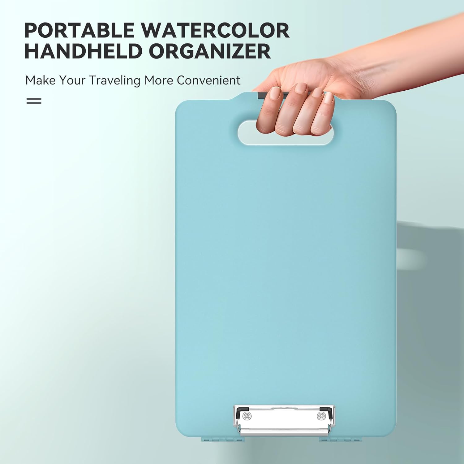 Travel Watercolor Paint Set, Watercolor Set Includes 48 Colors Solid Watercolors + 7.5x7.5 inch 50% Cotton Watercolor Paper(20 Sheets) + 1 Watercolor Brush + Green Handheld Organizer