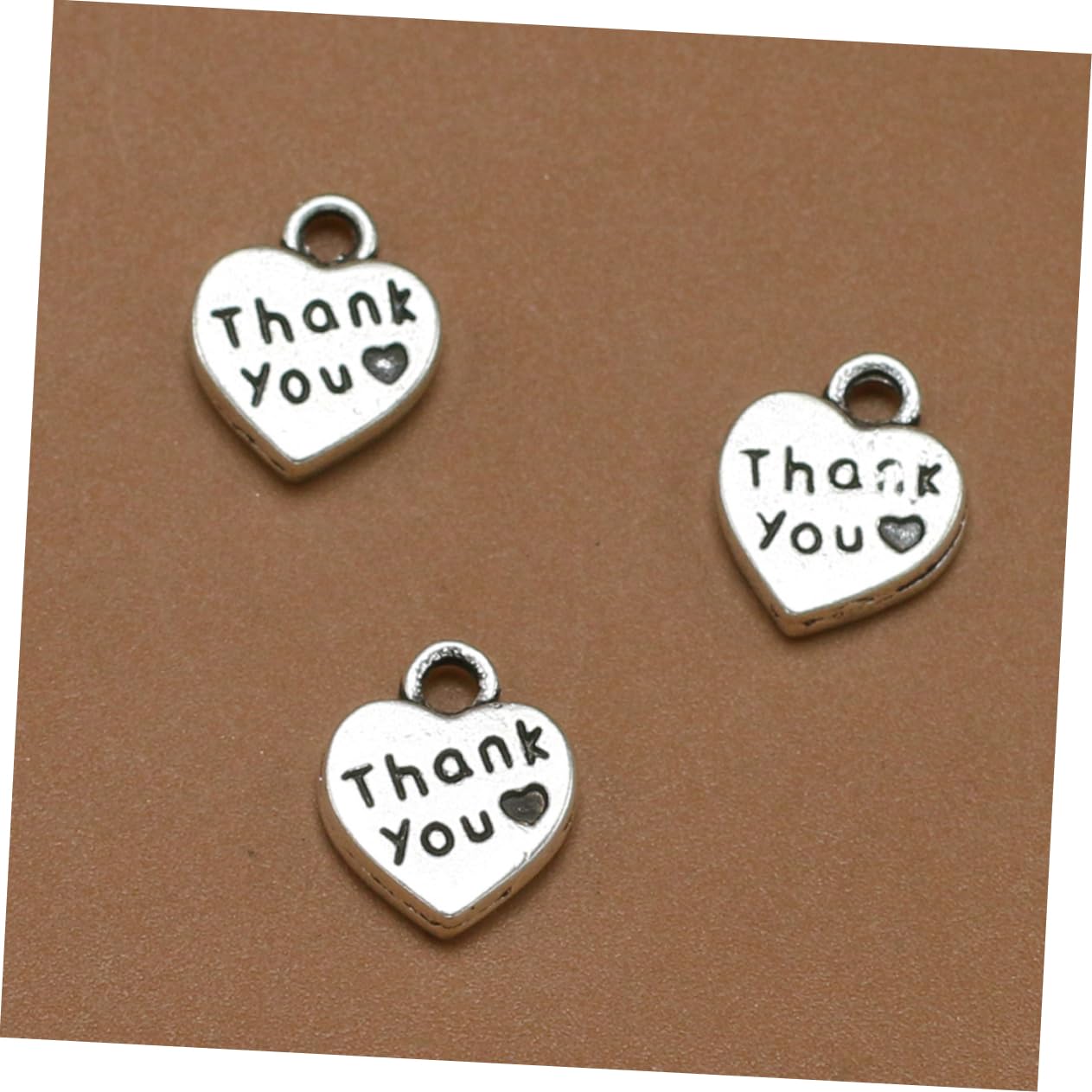 COHEALI Thank You Silver Charms Heart Shape Pendant Antique Finish Diy Jewelry Making Accessory for Necklace Bracelet Keychain Craft - Image 3