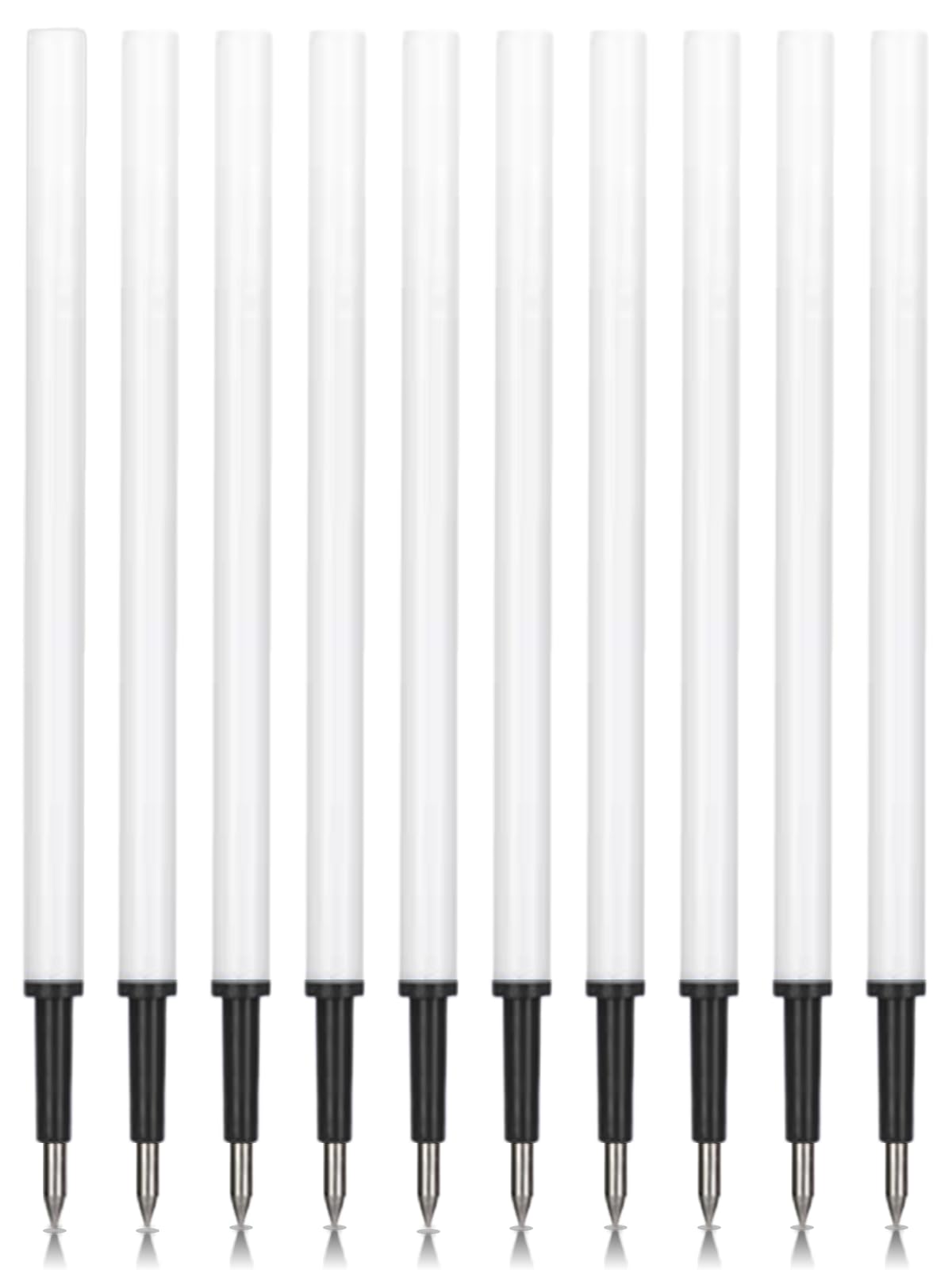 10 x uitwisbare vullingen, intrekbare grijs-zwarte punt, 0,5 mm, hoogte 11 cm, compatibel met KCasty, intrekbare uitwisbare inktrol