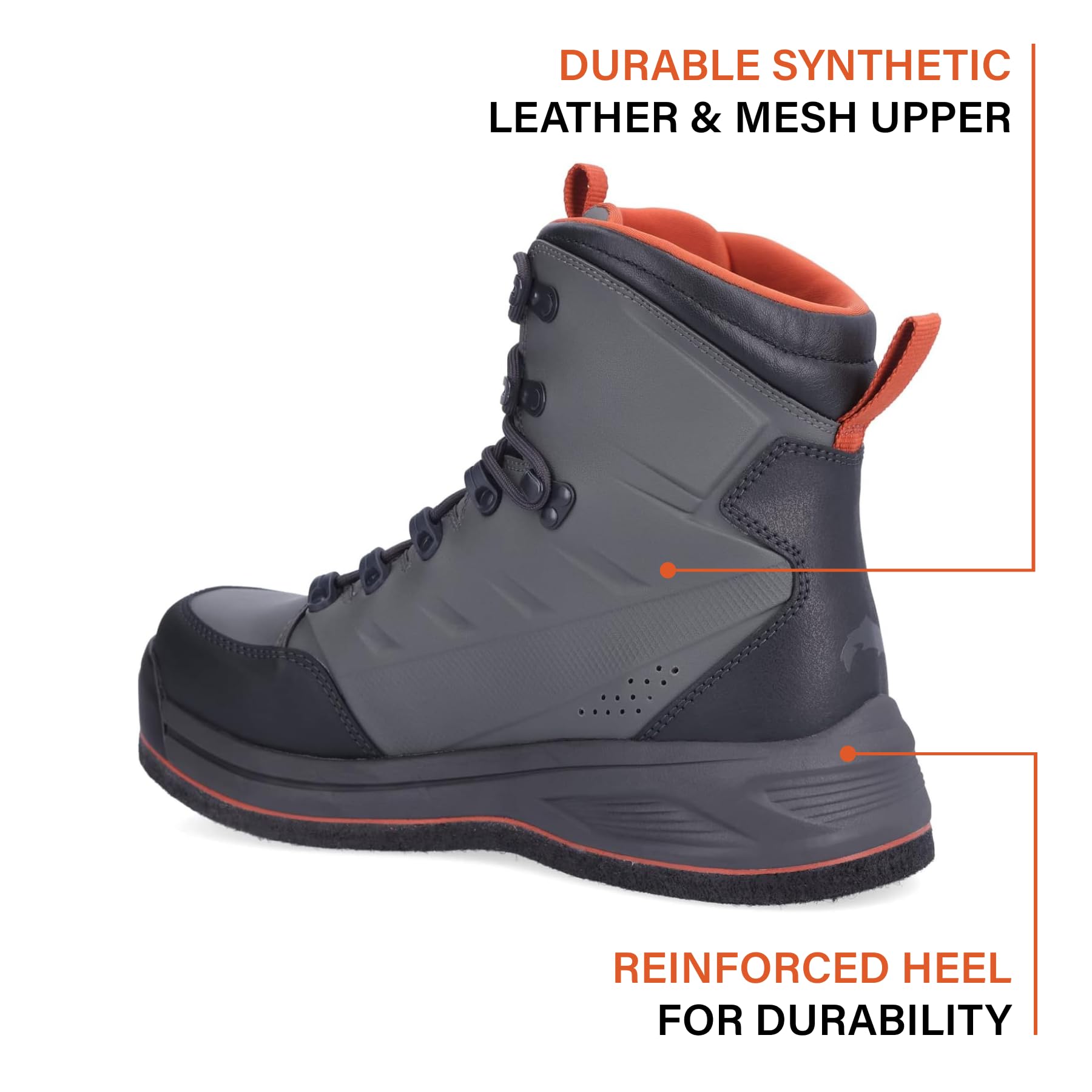 Simms Freestone Felt Sole Wading Boots, Felt Bottom Fishing Boots, Gunmetal, 10