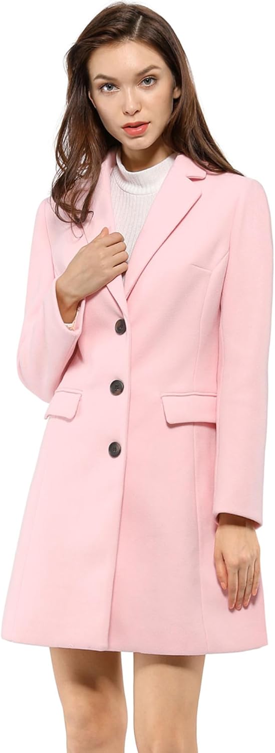 Elegant Pink Wool-Blend Coat for Women