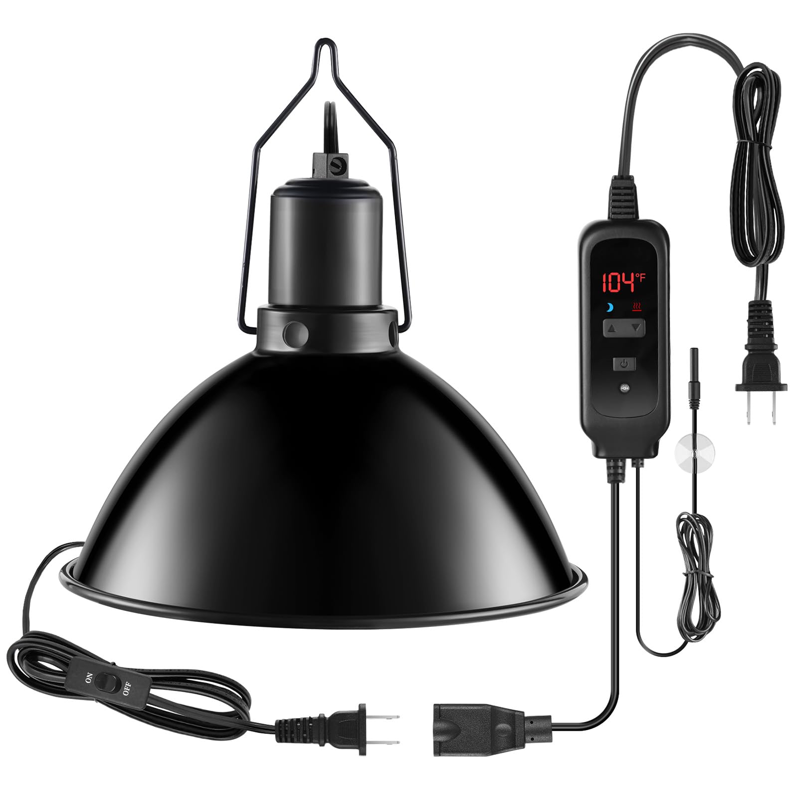 DXOPHIEX 8.5 inch Reptile Heat Lamp Fixture with Dimming Thermostat,Reptile Light Fixture Max 150W,PID Inverter Thermostat with Temperature Controller for Bearded Dragon,Turtles,Snake,Lizard and Gecko