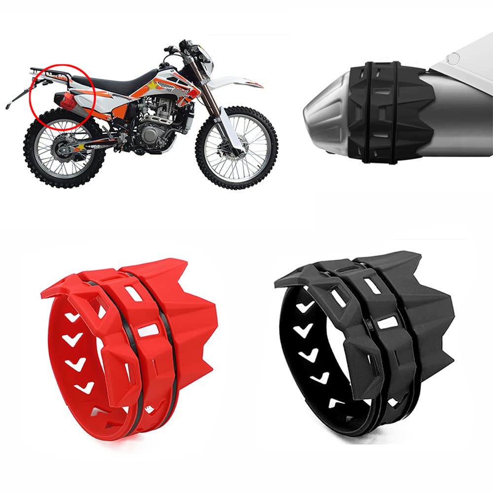 Baceyong Moto Dirt Pit Bike Silenziatore di Scarico Silenziatore Protezione Protezione Respinge Tubo di Scarico Anti-Scala Rague, Nero/Rosso
