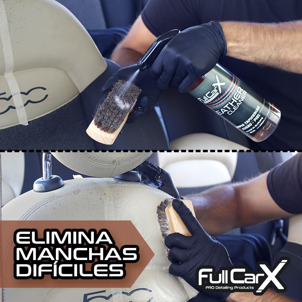 AutoFullCar - FullCarX by Full Dip Reinigungsset für Leder und Leder mit Zubehör für Sitze und Innenräume und feuchtigkeitsspendende Lederreinigung, 2 x 750 ml