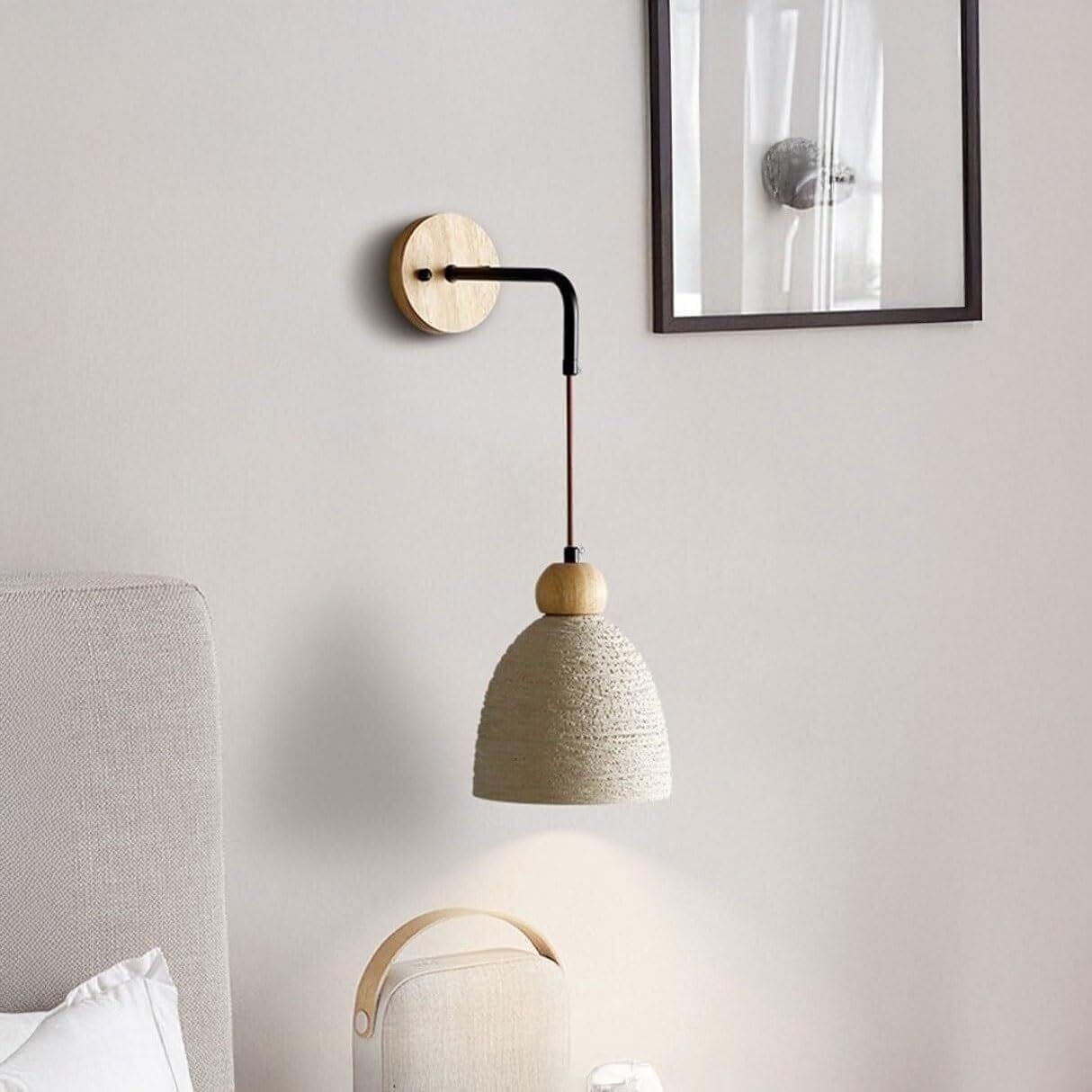 Aplique de Pared Cónico de Cemento Japonés, Lámpara Mural Vintage Ajustable Luz de Pared Estilo Rústico para Dormitorio Sala(2 Pack)