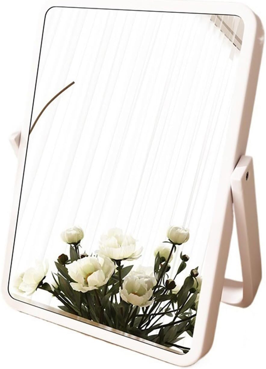 Makeup Mirror Home Mirror Bedroom Wooden Makeup Mirror Office Desktop Small Dressing Mirror Portable Foldable Beauty Mirror(White,Large)