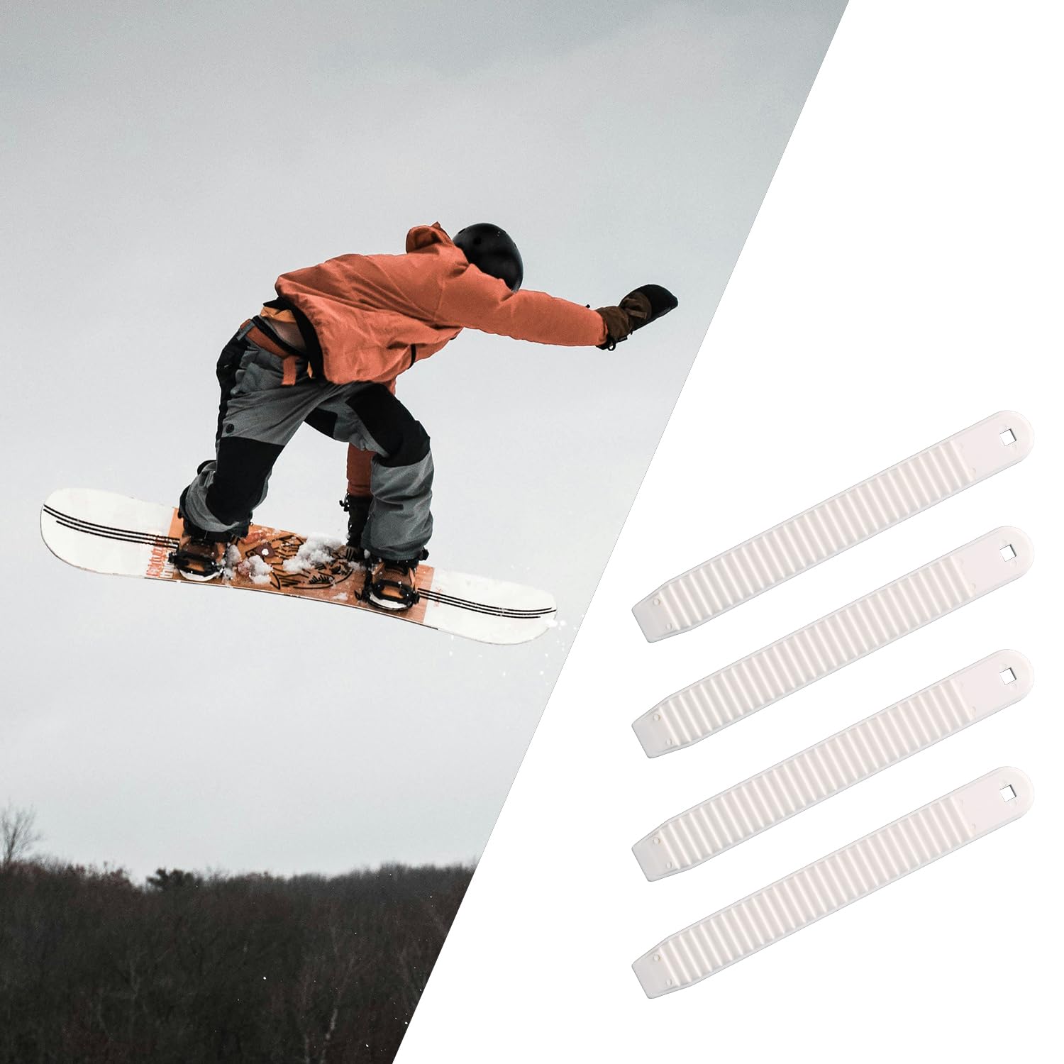 BOXOB 4pz Cinghie per Attacchi Snowboard, 17,5x2,1cm Elevata Elasticità Ricambio Attacchi con Cinturino da Snowboard con Viti Dadi Rondelle per Pattini e Attrezzatura Sportiva