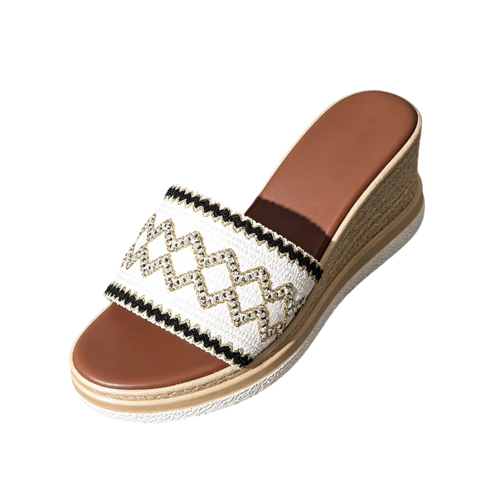 Chanclas de Cuña Sandalias con Cuña de Tejido y Suela Antideslizante, Diseño Sencillo de Banda Ancha, Parte Superior Transpirable para Diario