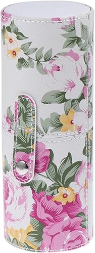 EXCEART Estuche para brochas de viaje, soporte para brochas de maquillaje con tapa, de piel sintética, cubo de almacenamiento de cosméticos para