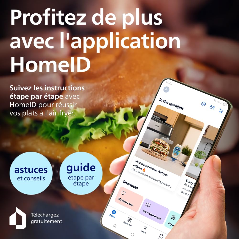 Philips Airfryer Série 5000 - Air Fryer double panier avec cuisson vapeur, 9L, RapidAir, 19 modes de cuisson, jusqu'à 90% de matières grasses en moins, AirSteam, nettoyage vapeur, HomeID (NA550/00)