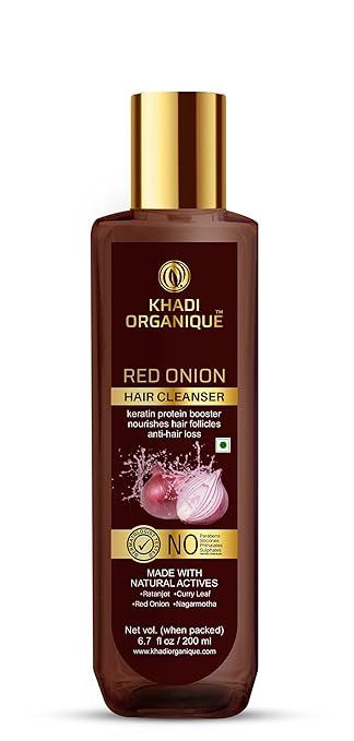 Khadi Organique Red Onion Hair Cleanser / Shampoo With Keratin Protein Booster (SLS & PARABEN FREE) 200 ML