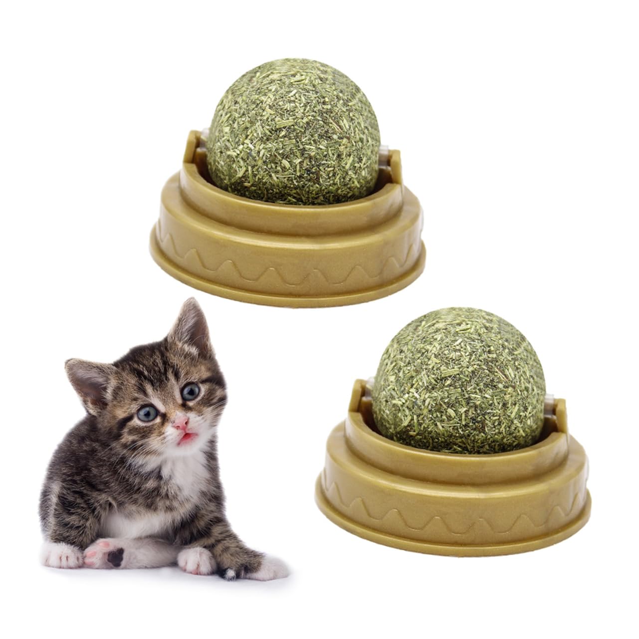 Sosoport 8pièces à Liker pour Catnip Naturel Jouets Muraux Rotatifs Leaf pour Nettoyage Dents Fournitures pour Petits Animaux Vert