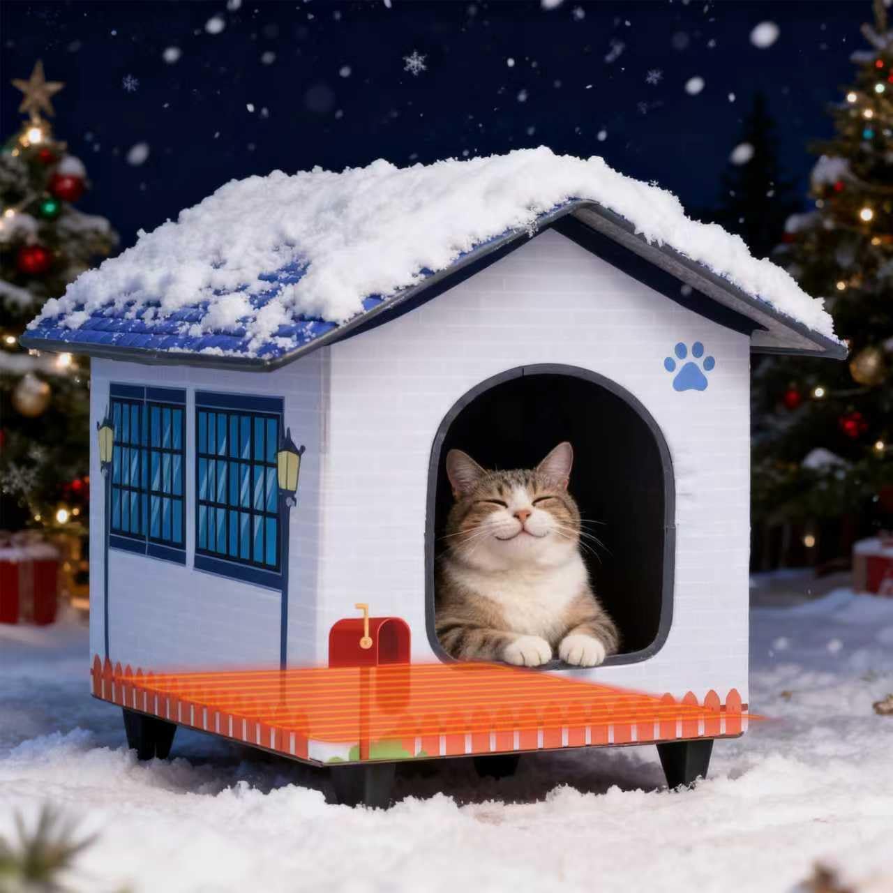 AUPETEK Heated Cat House - Blue