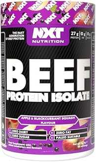 NXT Nutrition Beef Protein Isolate Powder - Protein Powder High in Natural Amino Acids - Paleo, Keto Friendly - Dairy and Gluten Free - Muscle Recovery | 1.2kg (Apple and Blackcurrent)