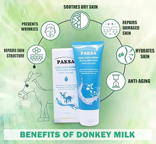 Crema de leche de burro | Loción hidratante orgánica para el cuidado facial | Hidratante facial de leche de burro premium | Propiedades