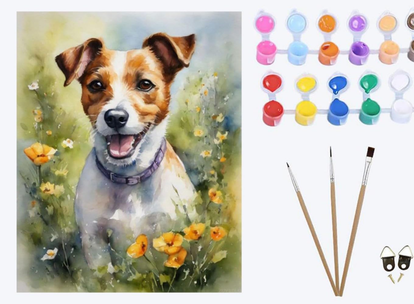 Xiaoyouqian Colorful Cute Puppy Jack Russell Terrier，Paint By Numbers Kits， 40Cm X 50Cm ，Diy Acrylic Painting For Adults And Kids ，With Paints Brushes And Card Sized Magnifier ，Frameless