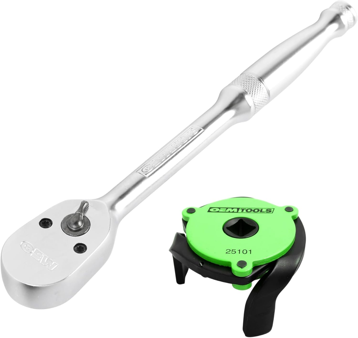 OEMTOOLS Universal Oil Filter Wrench and 3/8 Ratchet, 3 Leg Oil Filter Claw, Heat Treated Alloy Steel 3/8 Drive Ratchet, Oil Filter Magnet Removes 2.4"-3.6" Filters