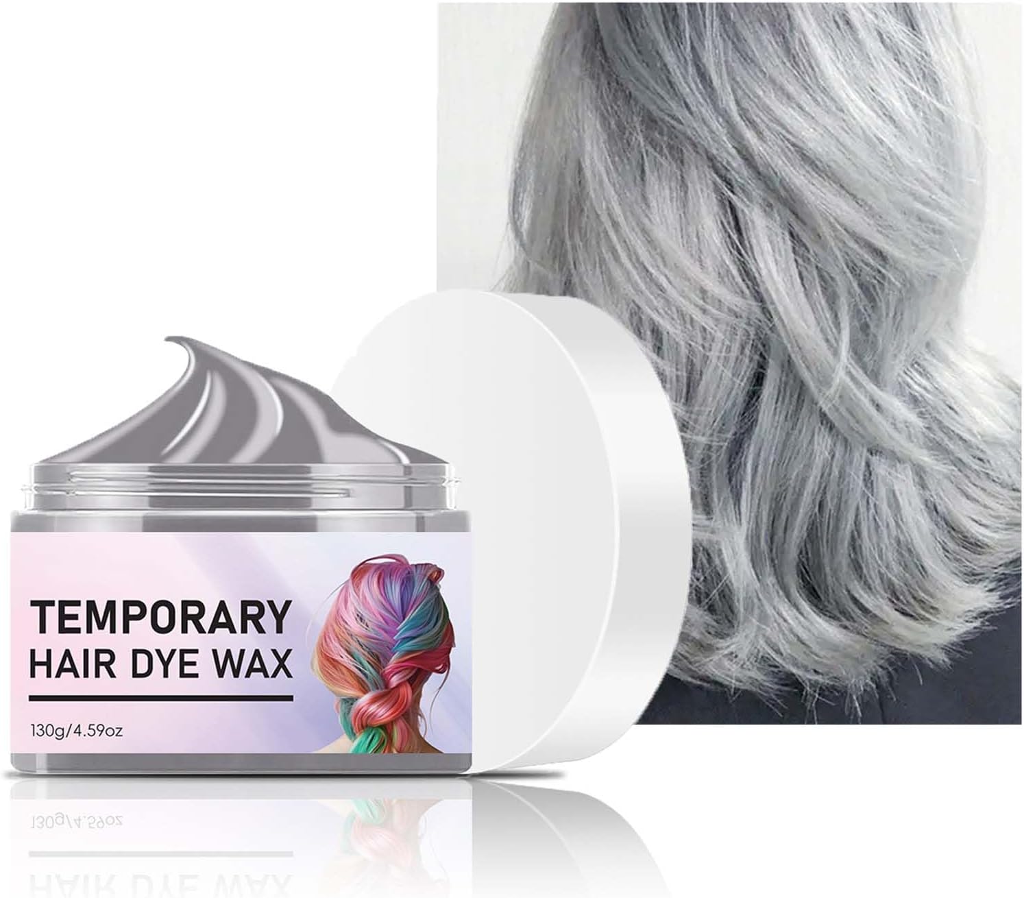 Tijdelijke haarkleur grijs, haarkleuring grijze haarkleur, gekleurde haarkleurwas, gemakkelijk uitwasbaar en veilig, instant haarkleuring, voor vrouwen en mannen, haarwax voor Halloween party