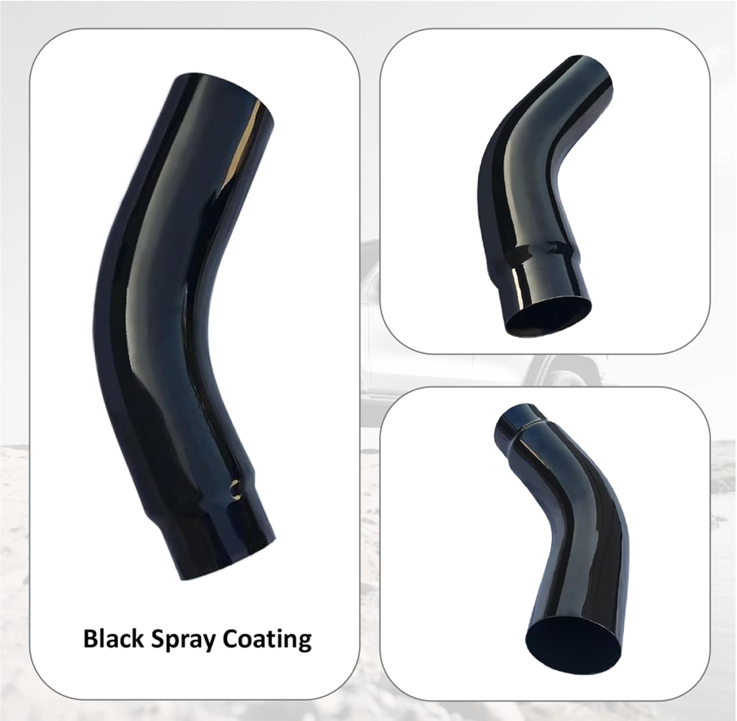 Universal 5" to 6" Exhaust Elbow Pipe with Steel Clamp - Silver Chrome or Black Painted for Car, Truck & Diesel