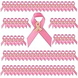 TFTAFAN 50 Pink Ribbon Pin Breast Cancer Awareness Pins Breast Cancer Awareness ribbon with Pink Lapel Buttons for Breast Cancer Charity Event Survivor Fundraiser, Marathon, Volunteer (Pink)