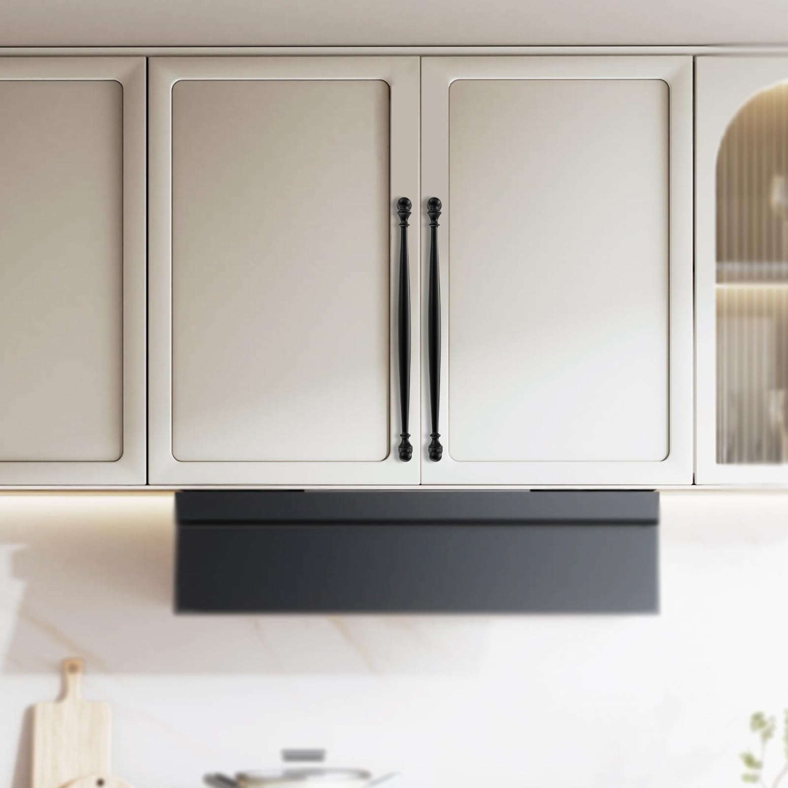Confezione da 6 maniglie nere da 254 mm, per armadietti da cucina, armadietti, cassetti, credenze, credenze