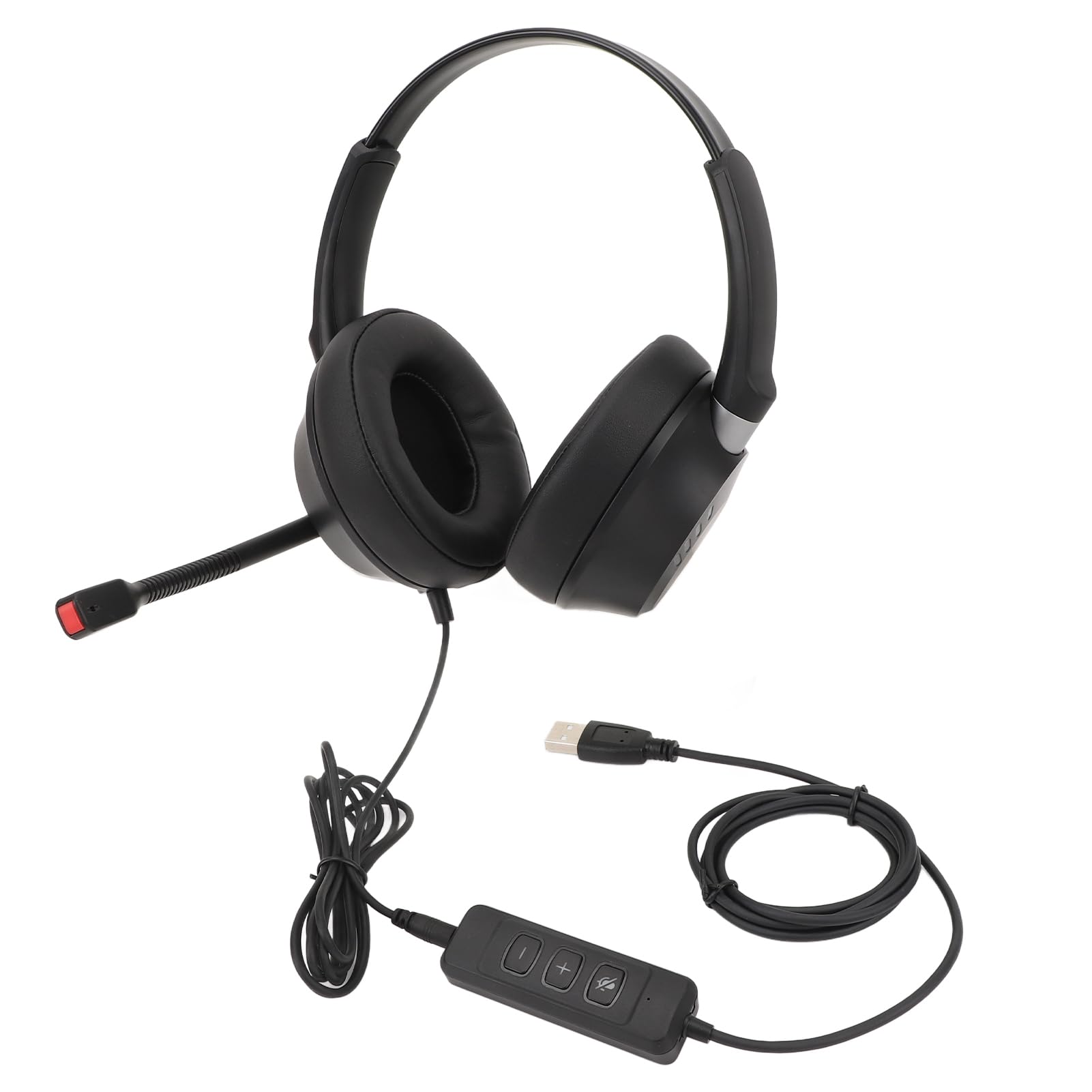 Schimer Auriculares de Teléfono con Micrófono con Cancelación de Ruido de Doble Oído para Centro de Llamadas, Oficina, PC y Portátil, Color Negro