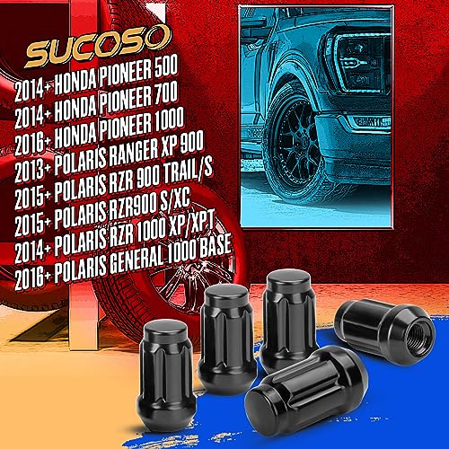 M12x1.5 Lug Nuts, 16pcs 6 Spline LugNut with Socket for Polaris RZR, ATV 12x1.5 Black Wheel LugNuts for Ranger XP 900/1000 Can Am X3 Honda Pioneer 1000 General RZR Turbo/Turbo S on UTV's Wheels by SUCOSO - Image 3