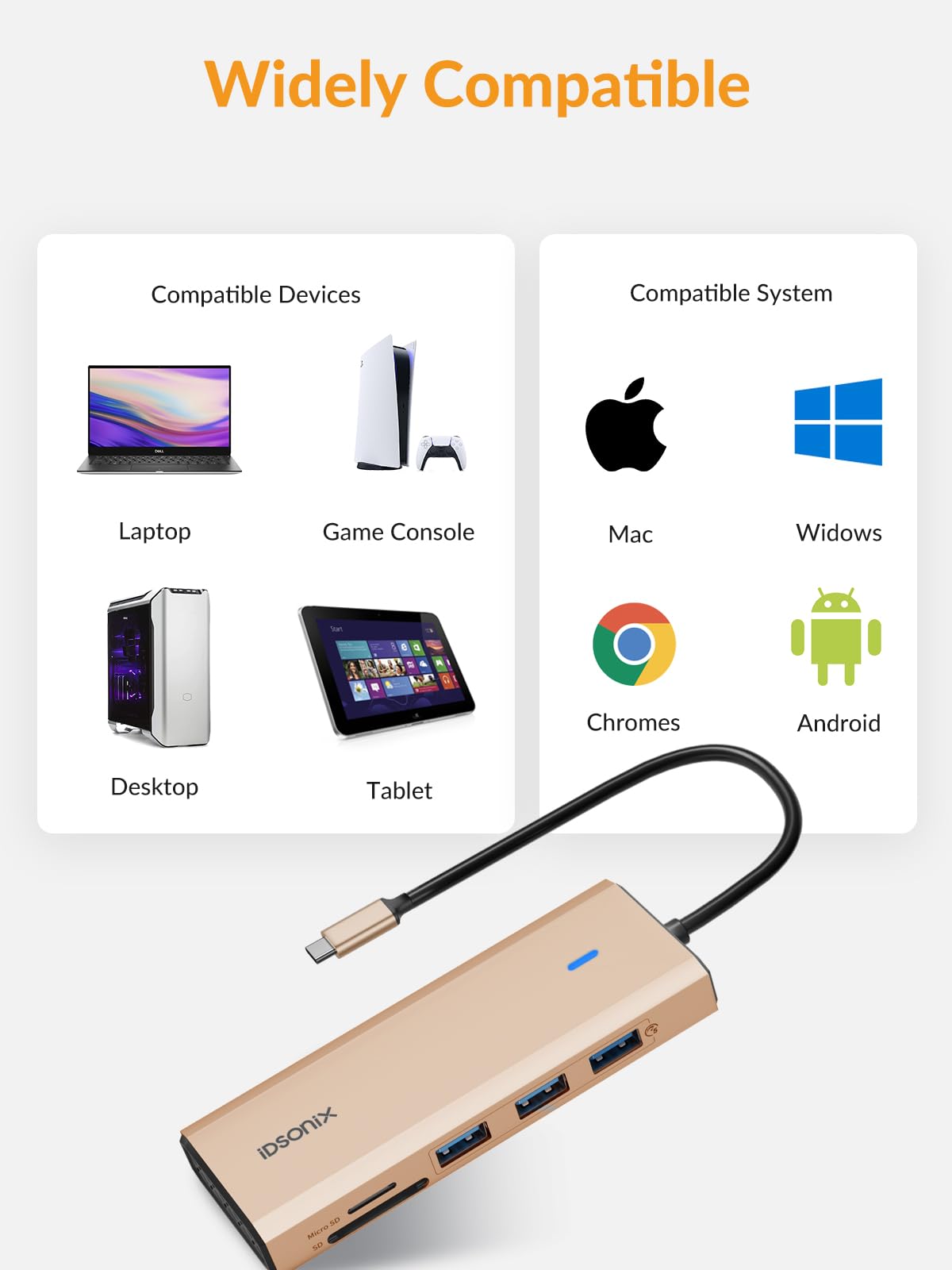 iDsonix Hub USB C 8 en 1, Adaptateur Multiport USB C en Aluminium Station d'accueil USB C avec HDMI 4K @ 60Hz, PD 100W, Ethernet 1000M, Lecteur de Carte SD/TF pour MacBook iPad Dell/HP Laptop Rose