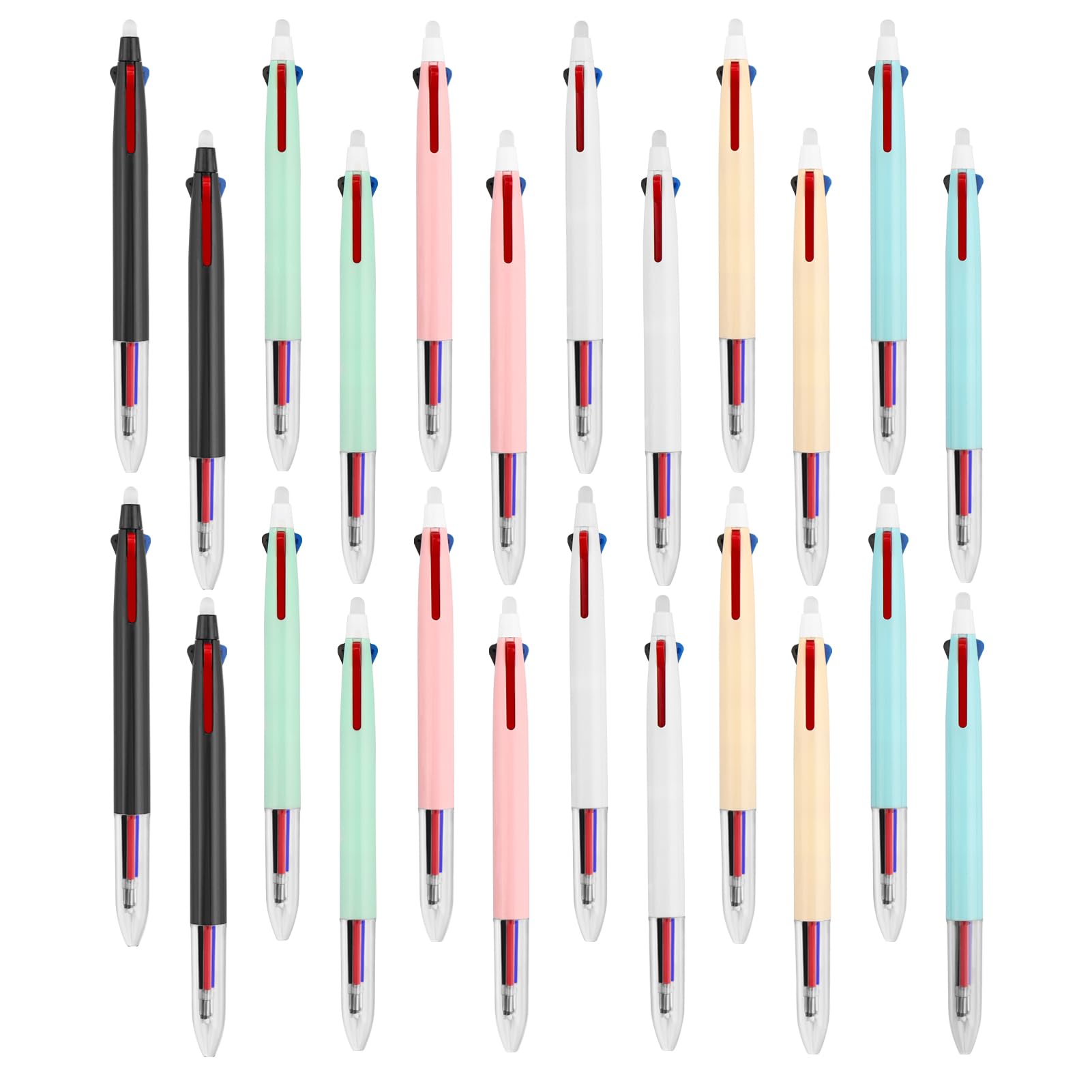 24 PCS Erasable Gel Pens,3-in-1 Multicolor Retractable Erasable Gel Pens Clicker,Erasable Multicolor Ballpoint Pen for Make Mistakes Disappear,Gel Pens Quick-drying Rolling Ball Pens with Eraser Pens