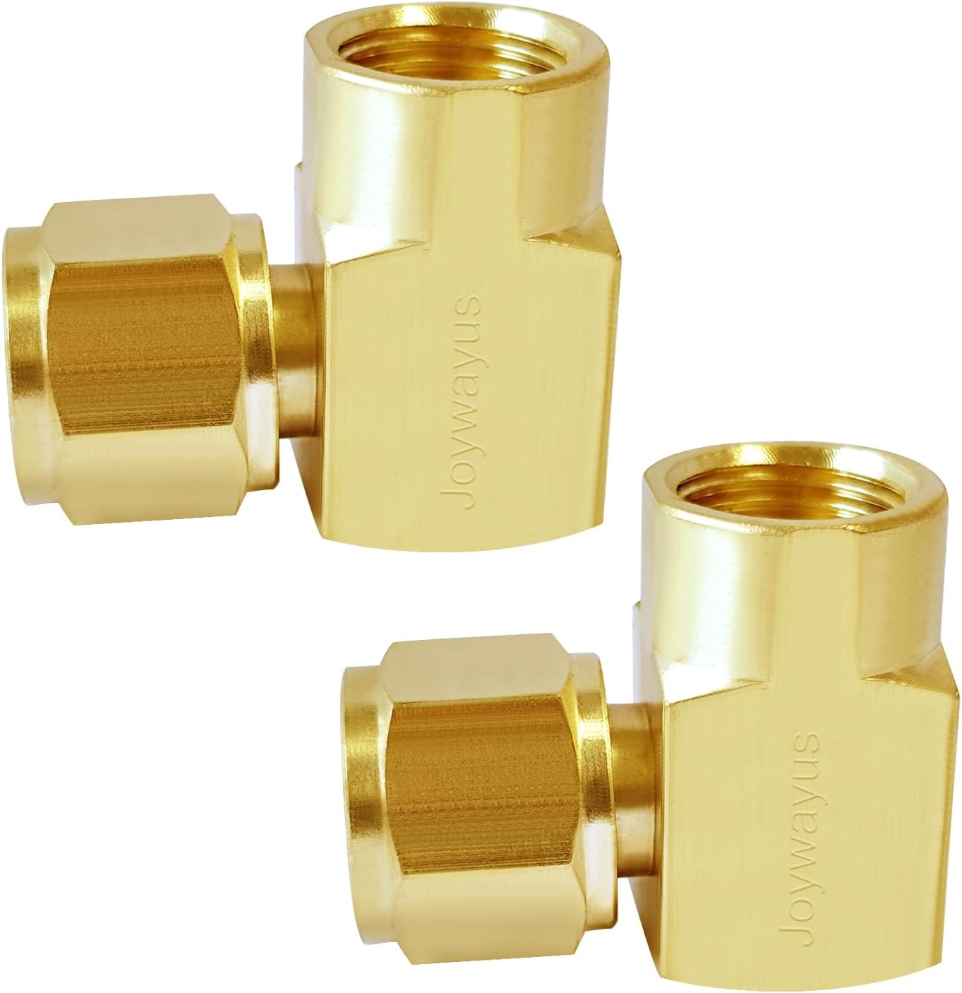 ~ Brass 3/8" Flare Swivel Female x 3/8" Flare Male Tube Fitting 90° Elbow Coupling Gas Adapter Union Pipe Connector (Pack of 2)(Female x Female)