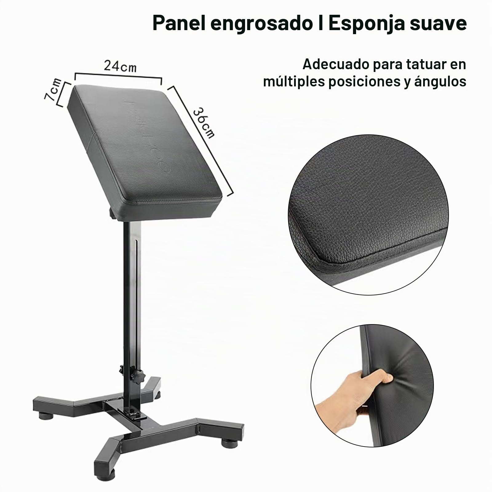 Reposabrazos Profesional para Tatuajes, Soporte de Brazo Plegable con Reposapiernas Ajustable en Altura, Base Estable y Apoyo Acolchado para Estudios de Tatuadores