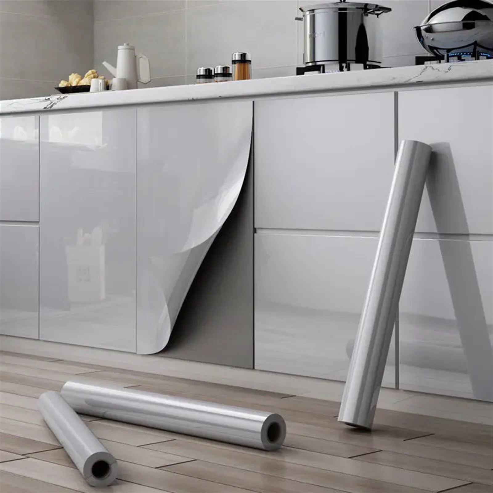 Papier peint cuisine et salon autocollant gris imperméable 60 cm x 5 m