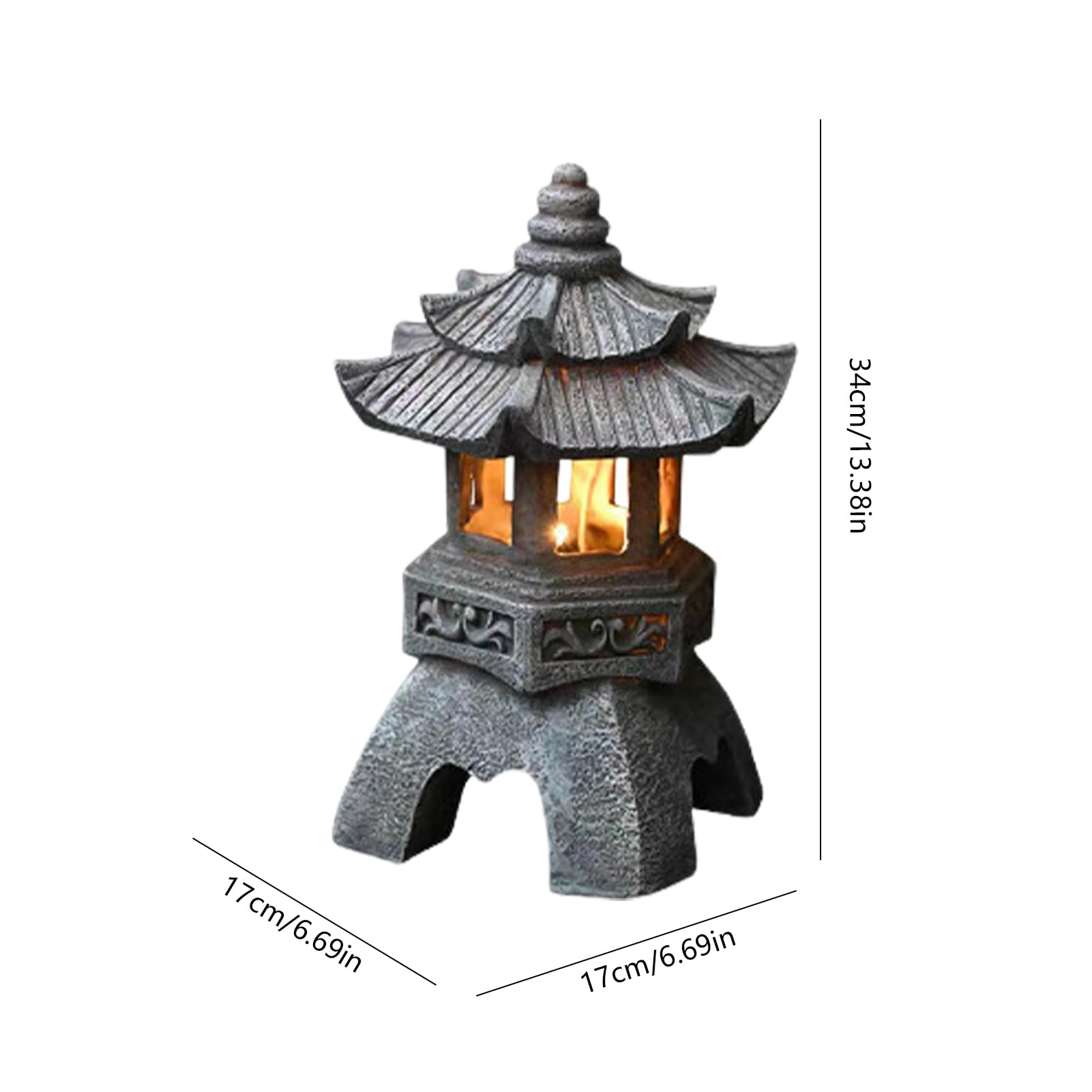 Linterna de Pagoda Estatua Jardín Pagoda Japonesa Piedra Linterna Japonesa Jardín Al Aire Libre Lámparas Solares Decorativas Para Decoraciones Patio