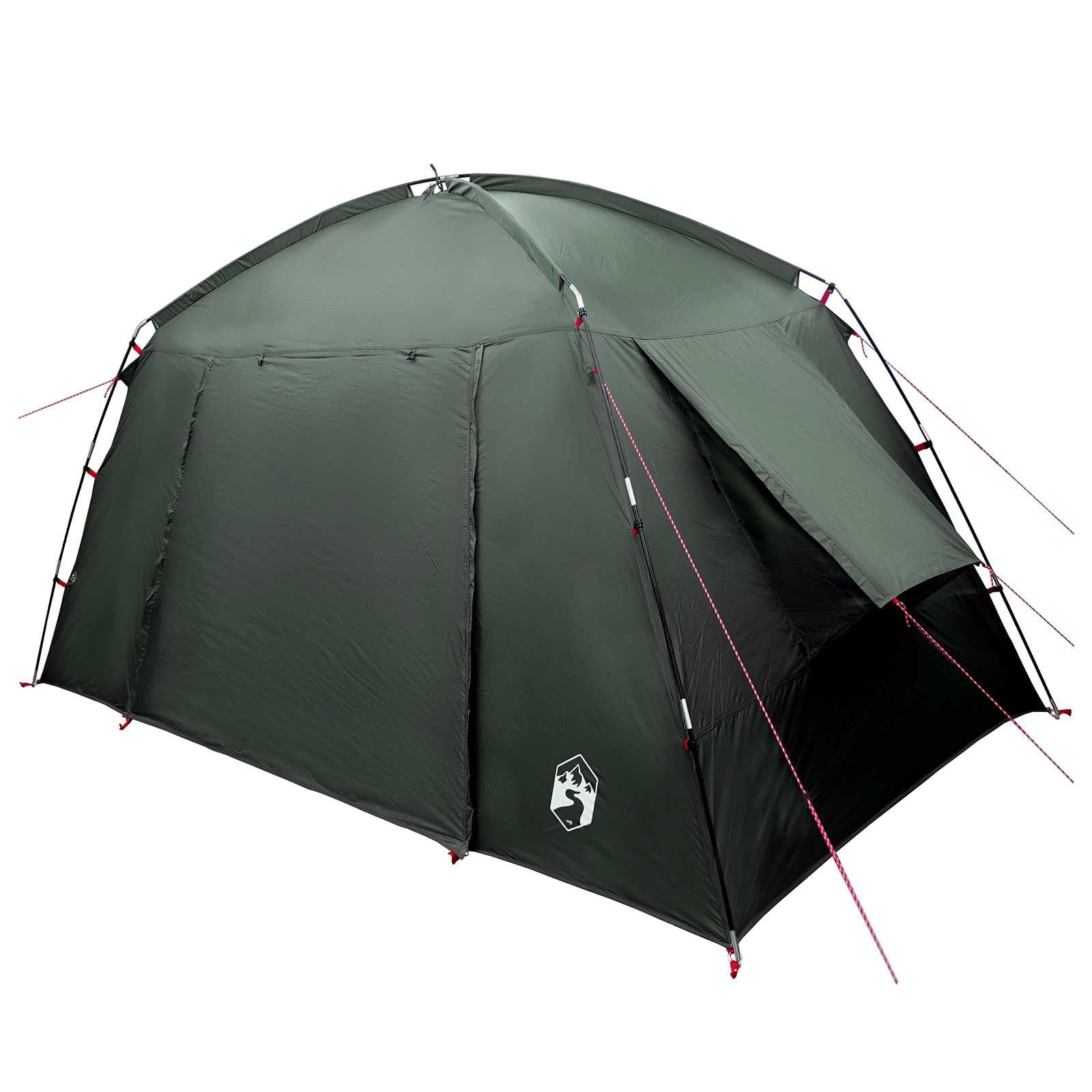 Hütten Tente avec toit vert olive 300 x 210 x 156 cm polyester tente cabine pour camping 4 personnes tente jetable étanche avec fermeture éclair facile à monter