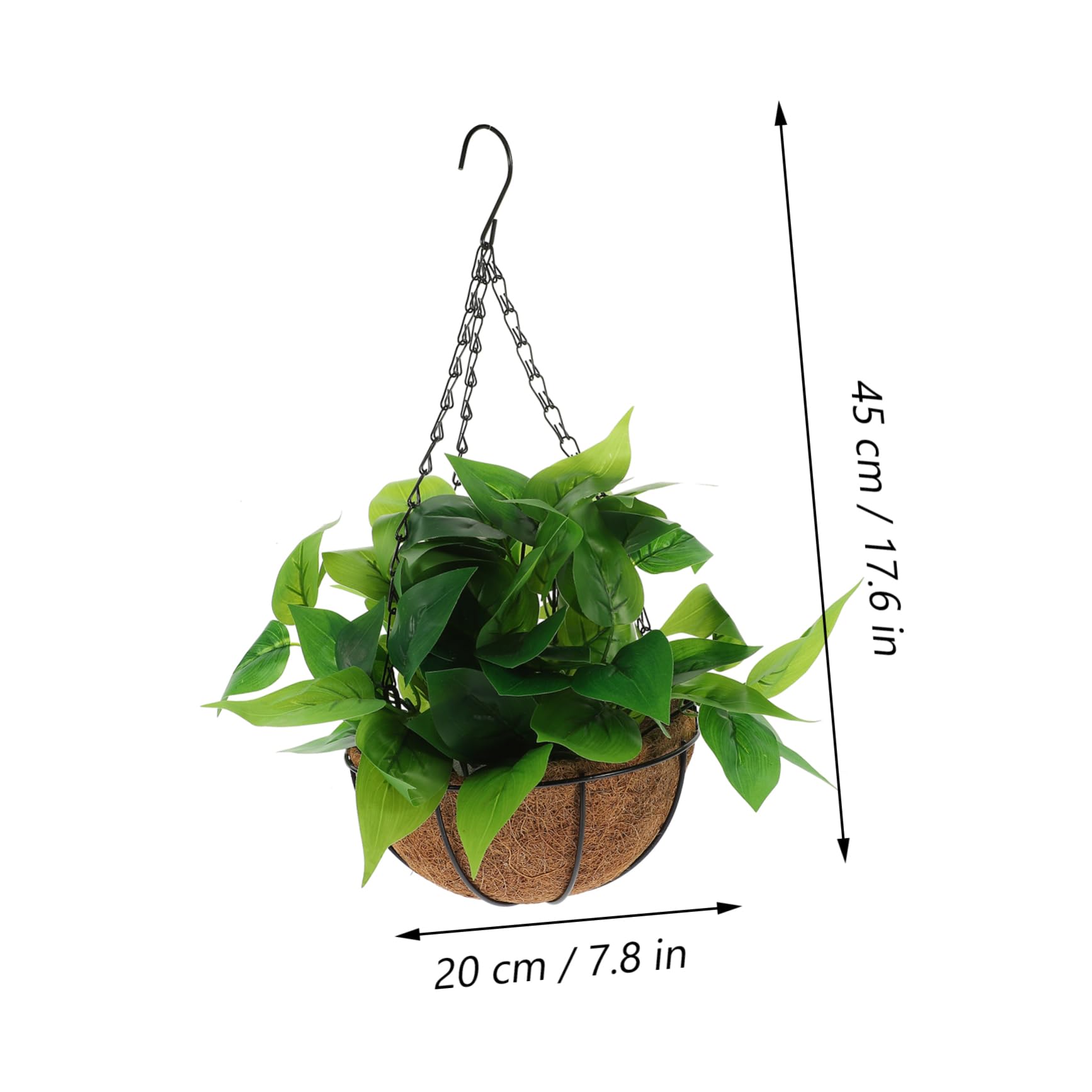 Sosoport Pianta Artificiale Epipremnum Aureum con Cestino 1 Pz | Decorazione Pendente per Librerie Ufficio e Giardino, Materiali Ferro Plastica Palma Spugna, Stile Vivido