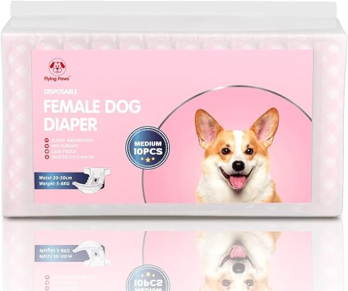 Miniatura 2 de Flying Paws Pañales desechables para perras, pañales para cachorros con cintura elástica ajustable para perros o gatos en calor, incontinencia,