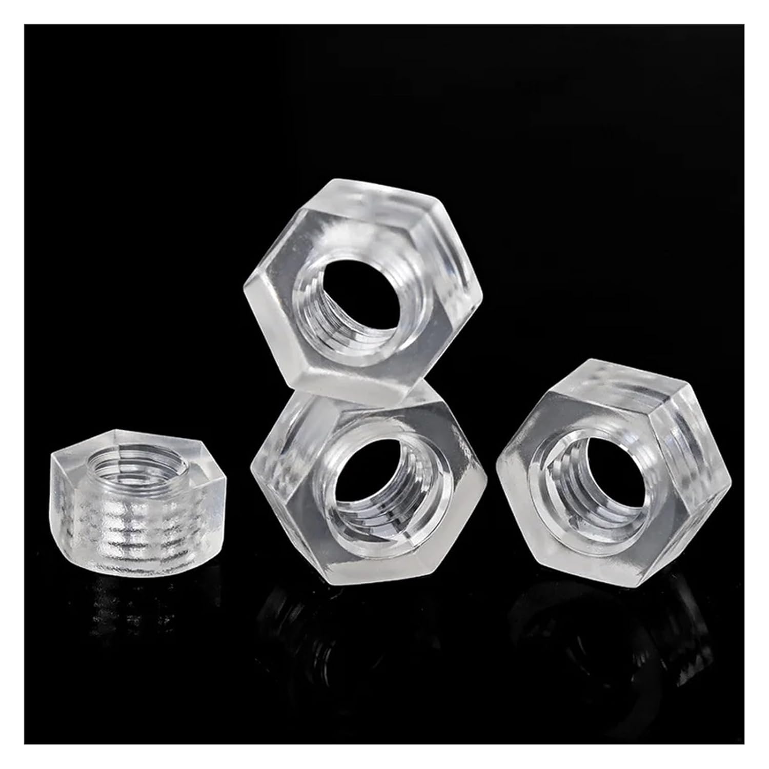 10-1000pcs M3 M4 M5 M6 Clear Nylon Hex Nuts Transparent Plastic Acrylic Hexagon Nut/67(1000pcs,M6)