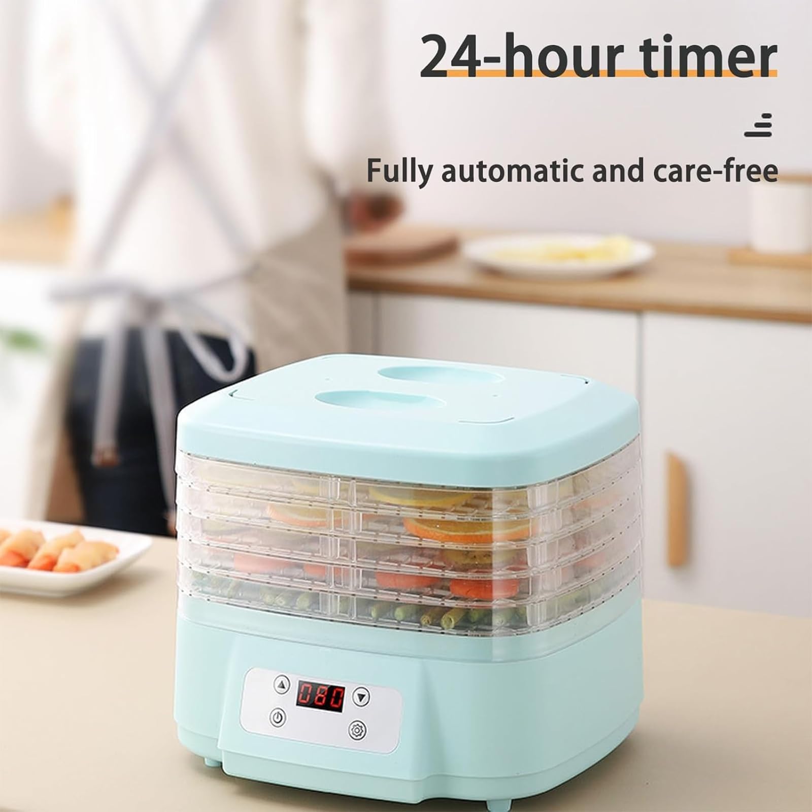 Máquina Secadora por Congelación, Deshidratadora De Alimentos con Flujo De Aire De 360°, con Temporizador Digital Ajustable Y Control Temperatura, para Carne De Res