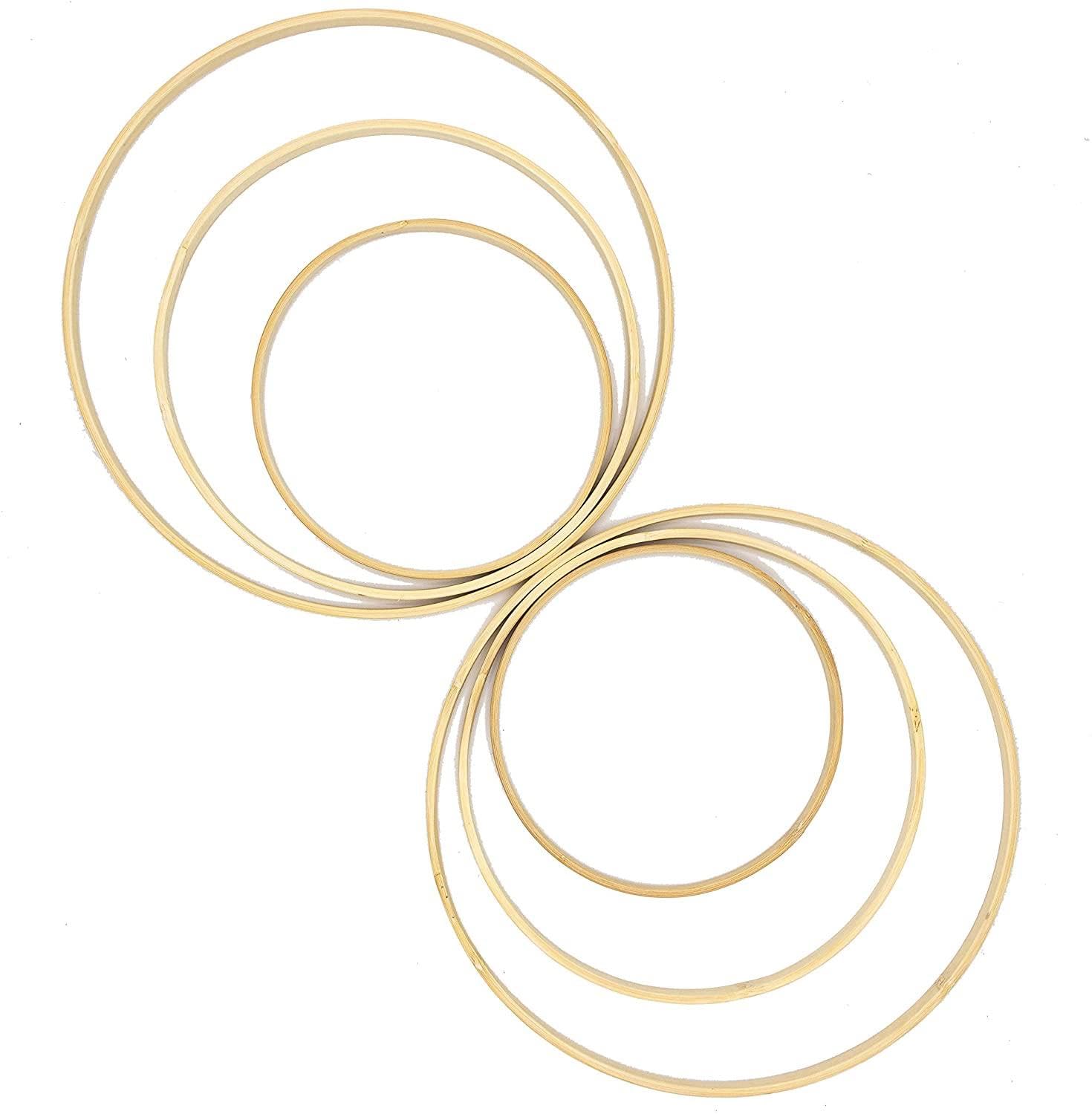 Set di 3 anelli in legno di bambù, 50 cm