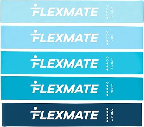 Flexmate - Bandas de resistencia de bucle para entrenar con 5 niveles de resistencia bandas de látex para terapia física fuerza levantamiento de
