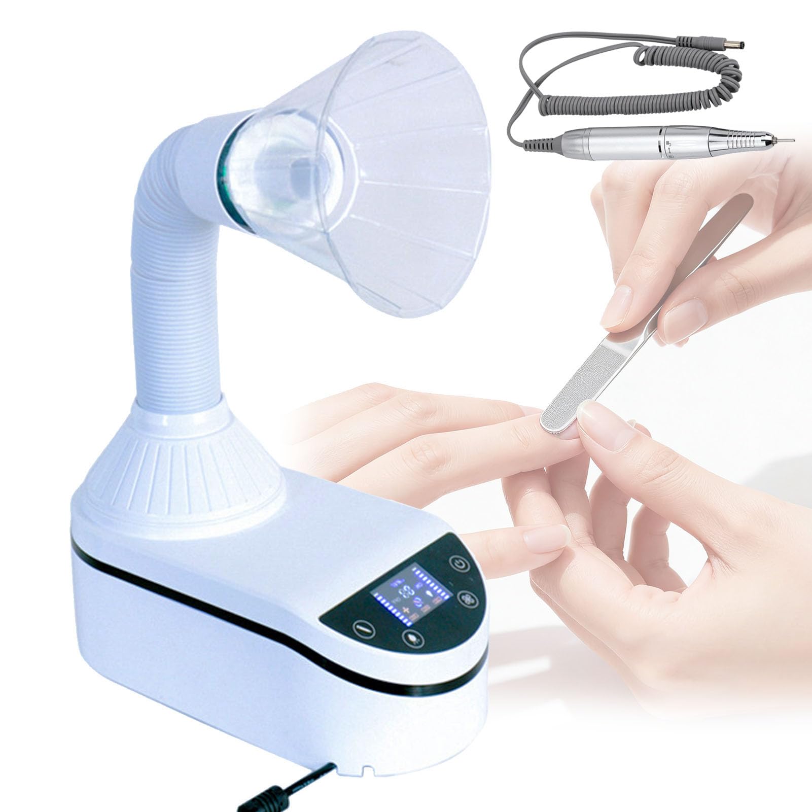 Aspirapolvere for Laboratorio Odontotecnico, Aspiratore di Polvere per Unghie con Tubo di Aspirazione Retrattile, Aspirapolvere per Macinazione a velocità Regolabile con Lampada a LED